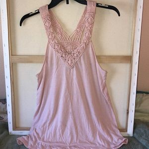 Pink macrame tank top